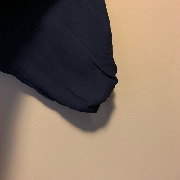 Navy V-Neck Detail Blouse - Picture 3 of 5